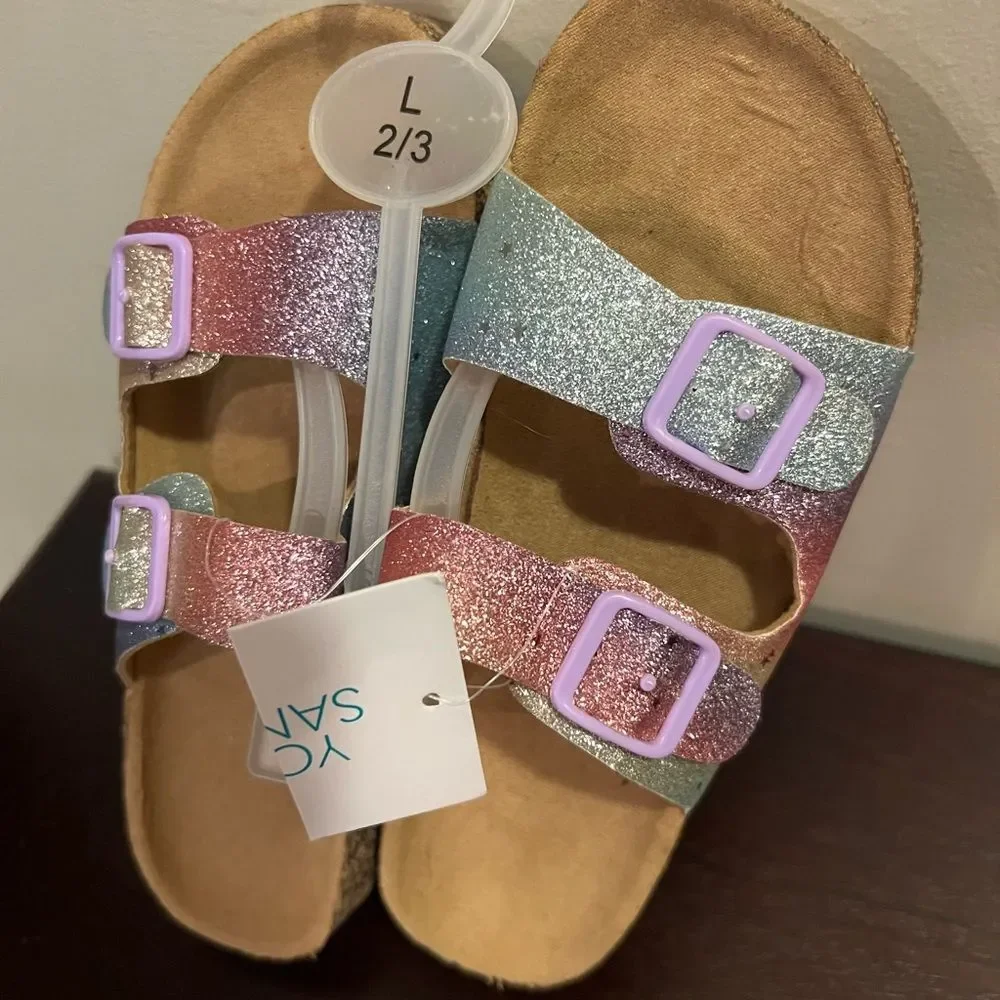 Kids' Purple, Blue & Pink Glitter Ombre Double-Strap Sandal